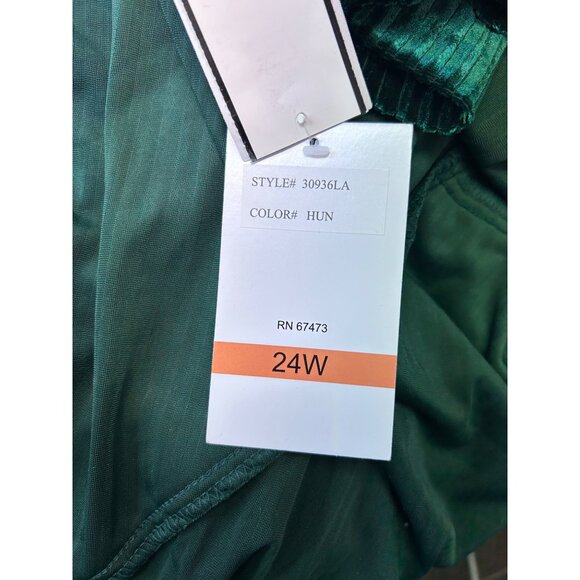 Maison Tara Womens Dress Velvet Pleated Wrap Midi Hunter Green Plus Size 24W - Picture 10 of 14